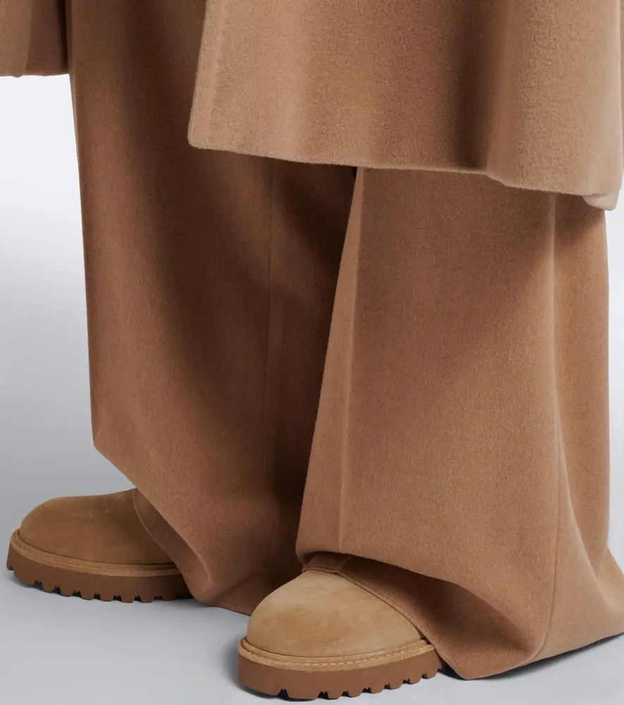 Max Mara Cashmere-trimmed suede combat boots | Thumbnail 6