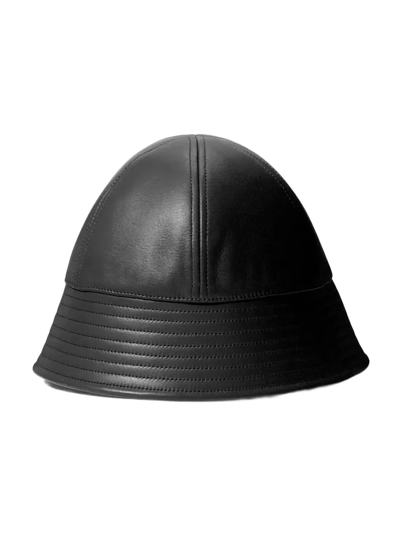 Michael Kors Collection Leather Bucket Hat in Black - One Size by Michael Kors Collection