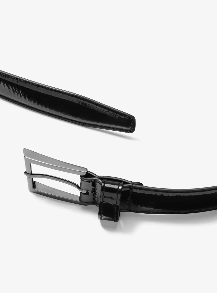 Michael Kors Collection Catarina Patent Leather Trouser Belt in Black | Thumbnail 2