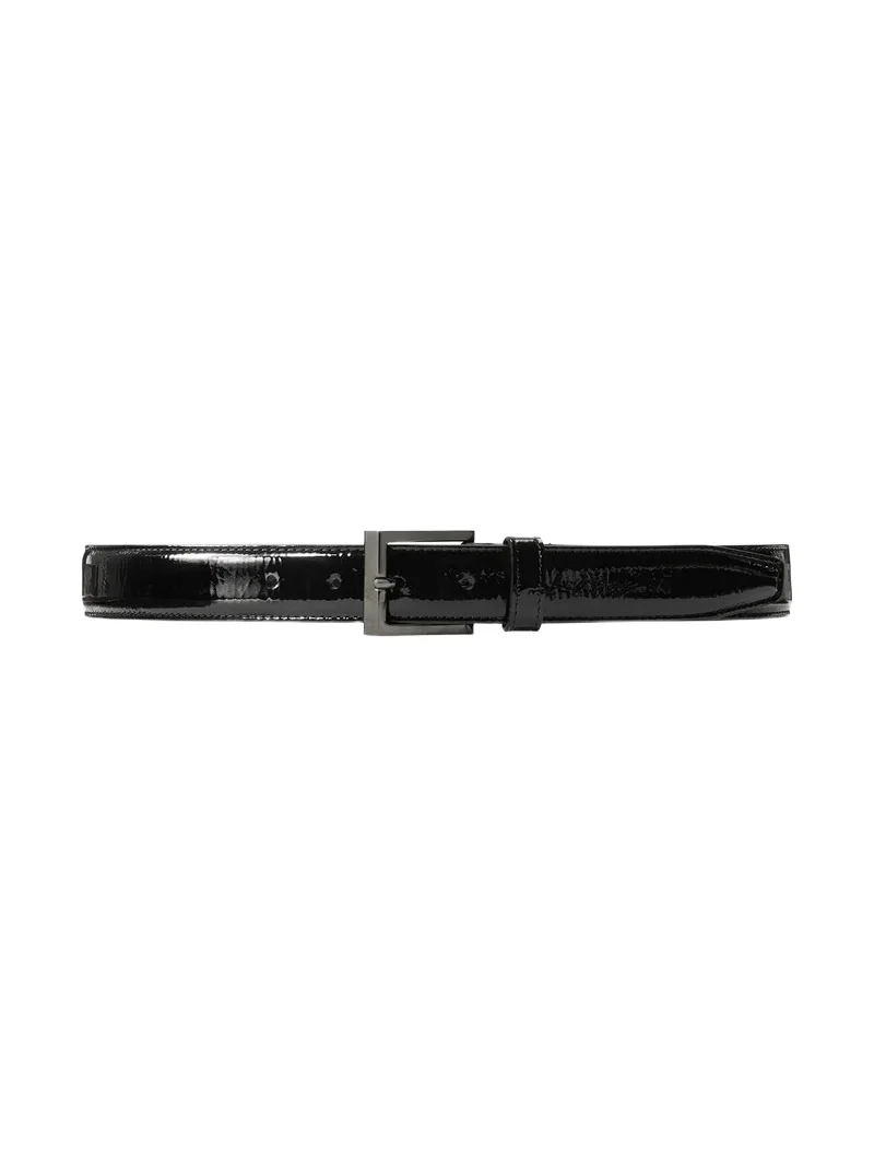 Michael Kors Collection Catarina Patent Leather Trouser Belt in Black