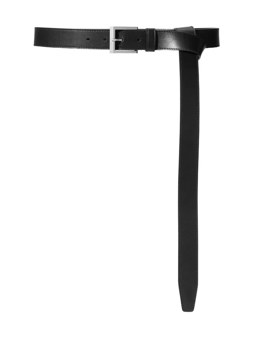 Michael Kors Collection Elisabetta Leather Waist Belt in Black