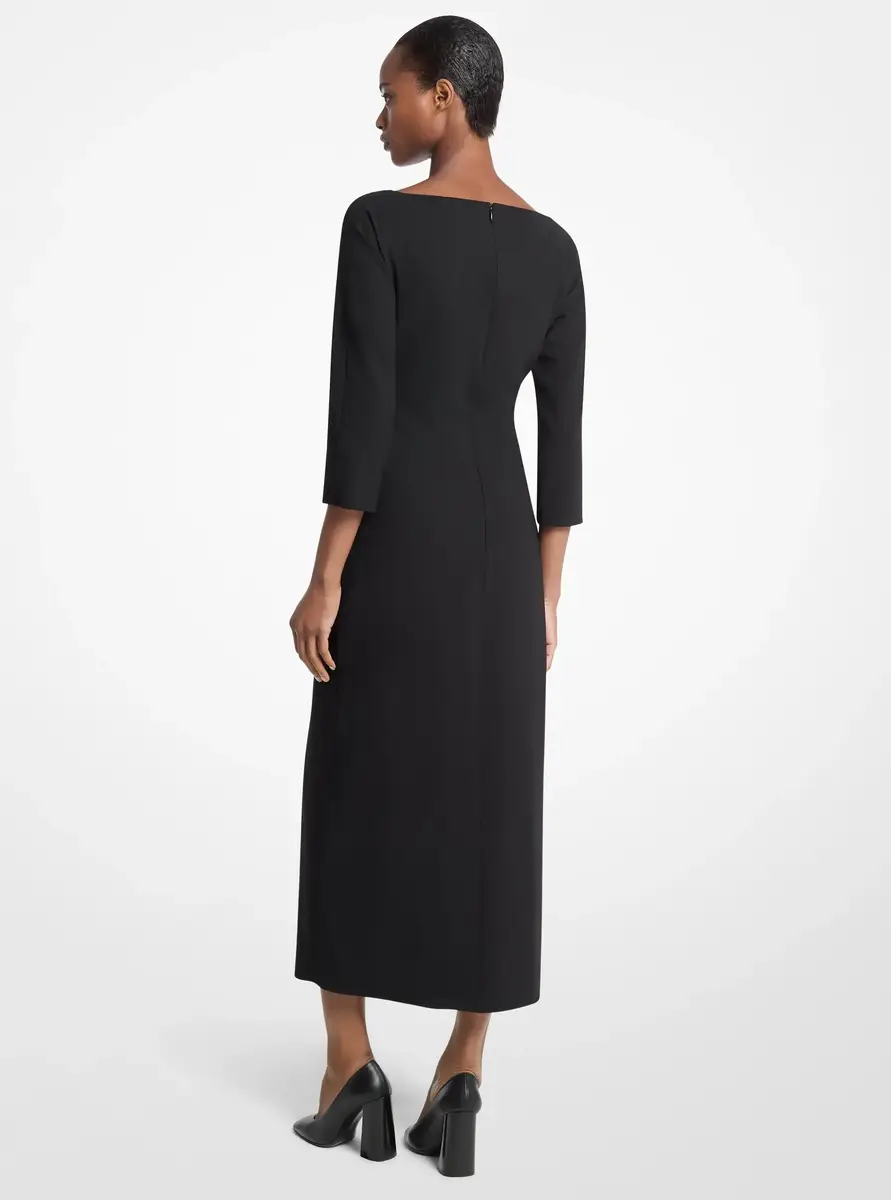 Michael Kors Collection Stretch Wool Crepe Ruched Dress in Black | Thumbnail 2 Michael Kors Collection Stretch Wool Crepe Ruched Dress in Black | Thumbnail 2