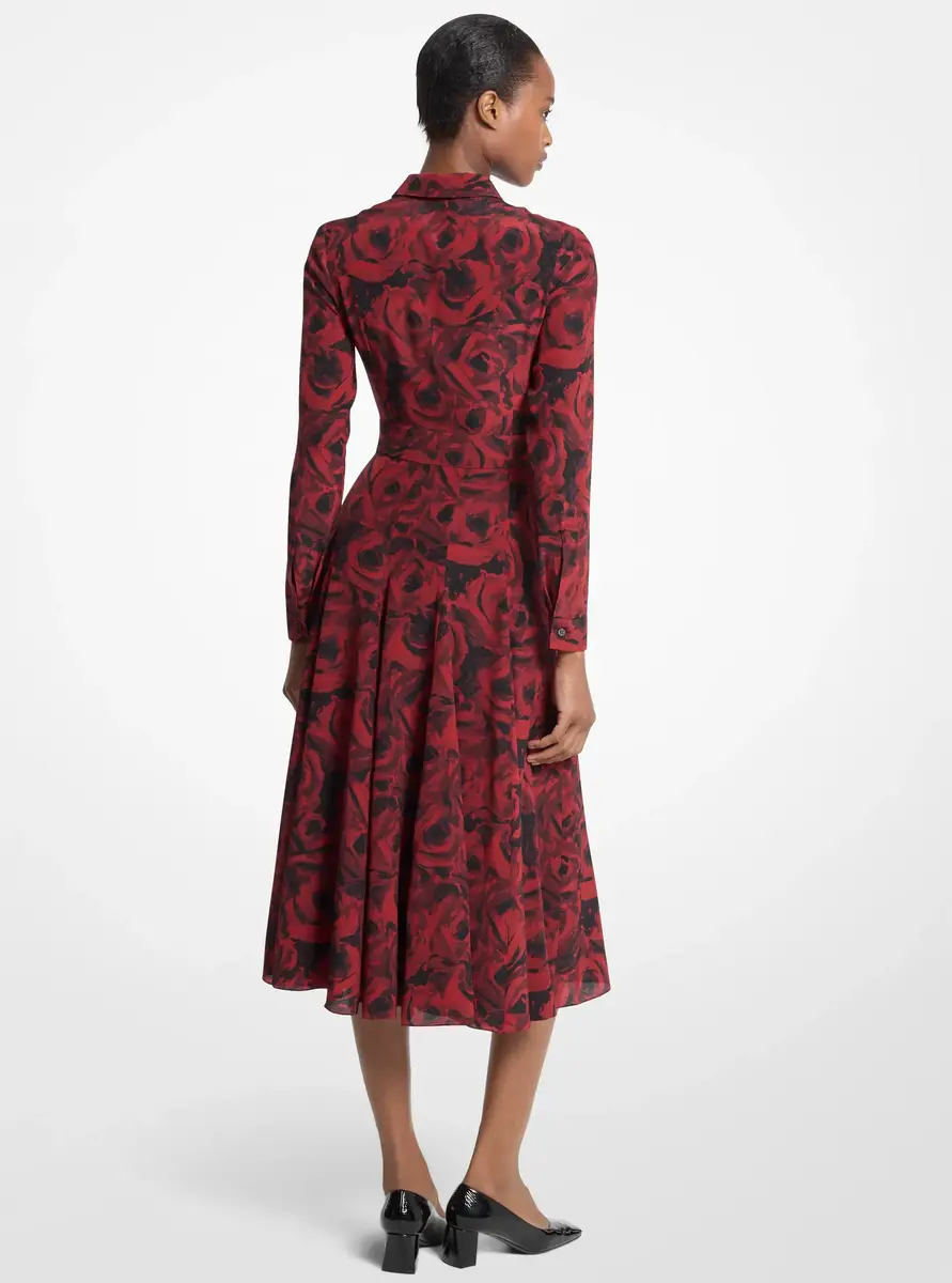 Michael Kors Collection Floral Print Crepe De Chine Shirtdress in Red | Thumbnail 2 Michael Kors Collection Floral Print Crepe De Chine Shirtdress in Red | Thumbnail 2
