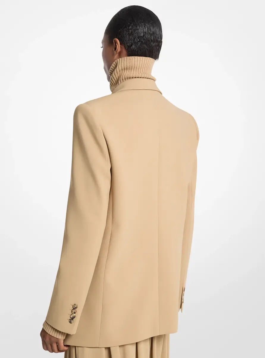 Michael Kors Collection Stretch Wool Crepe Asymmetric Blazer in Natural | Thumbnail 2
