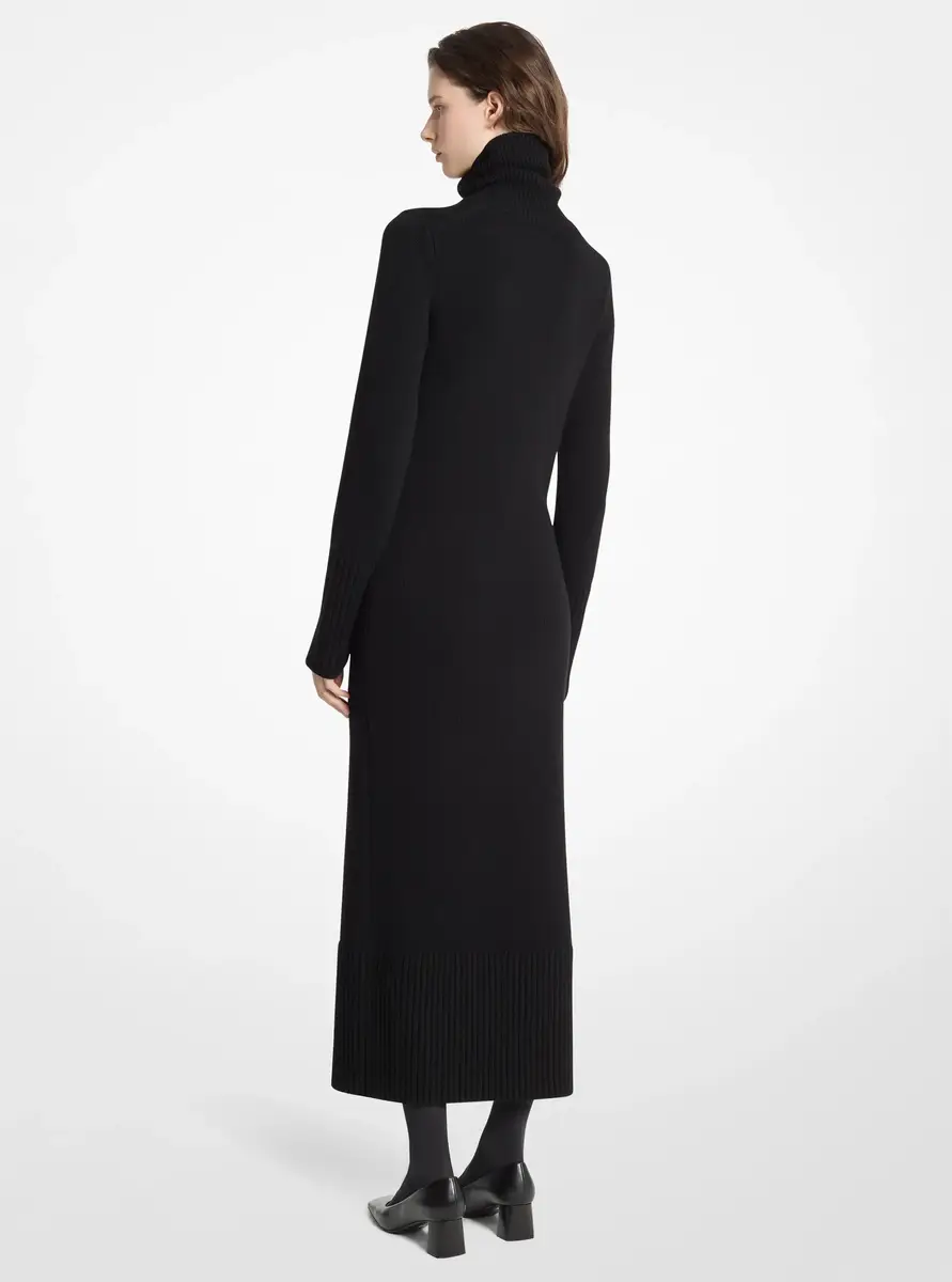 Michael Kors Collection Wool Turtleneck Dress in Black | Thumbnail 2 Michael Kors Collection Wool Turtleneck Dress in Black | Thumbnail 2