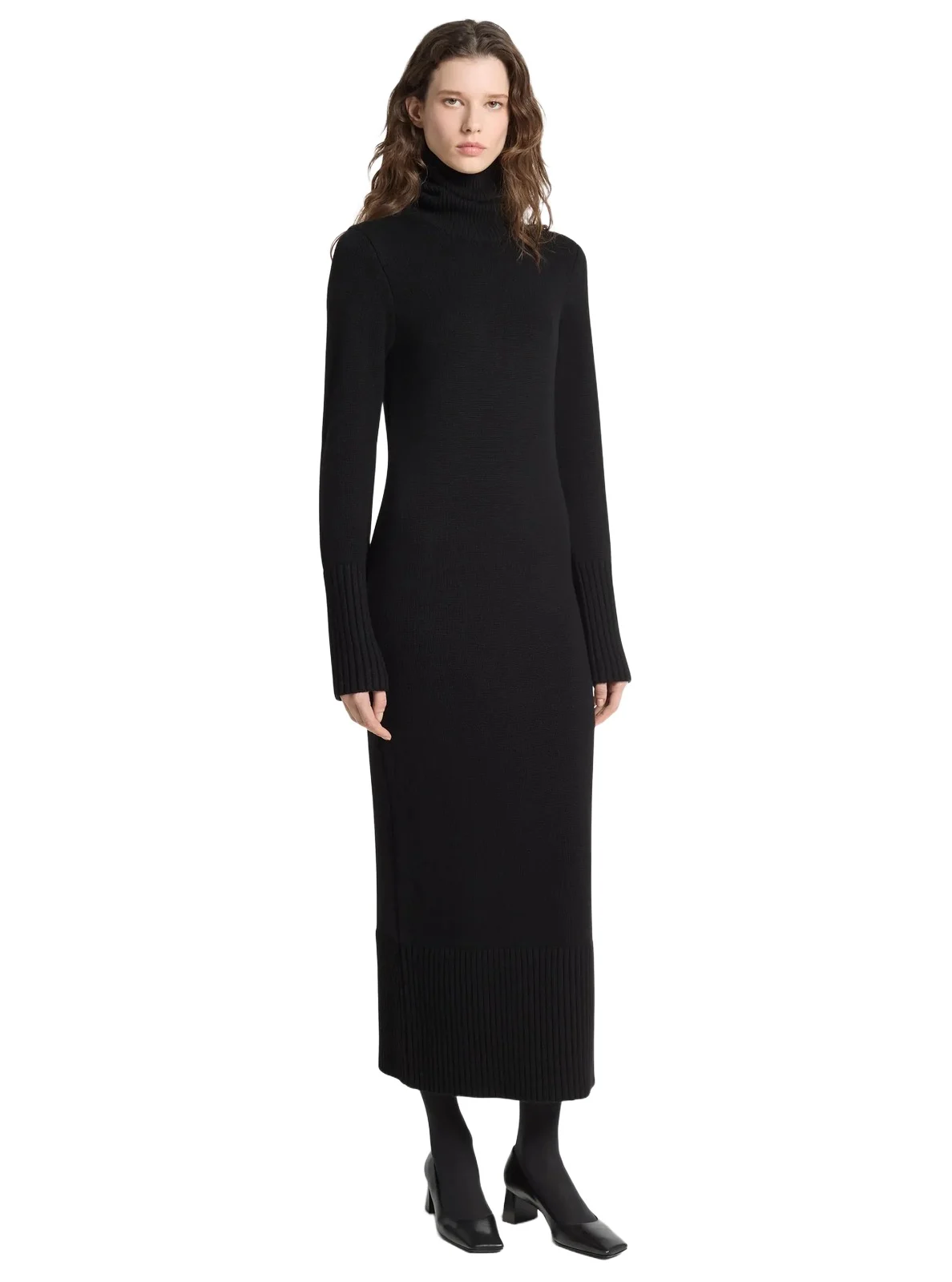 Michael Kors Collection Wool Turtleneck Dress in Black