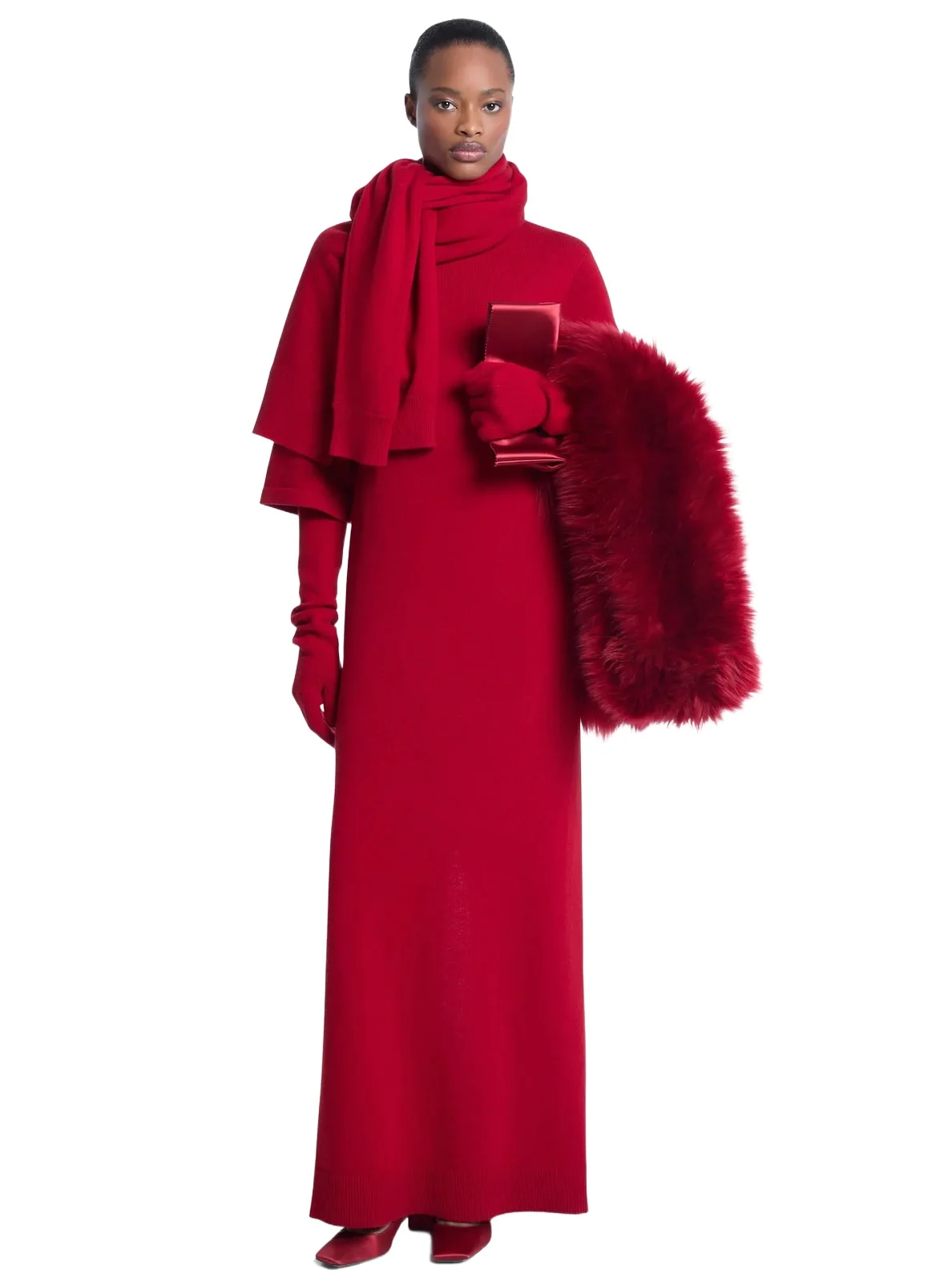 Cashmere Tee Gown in Red