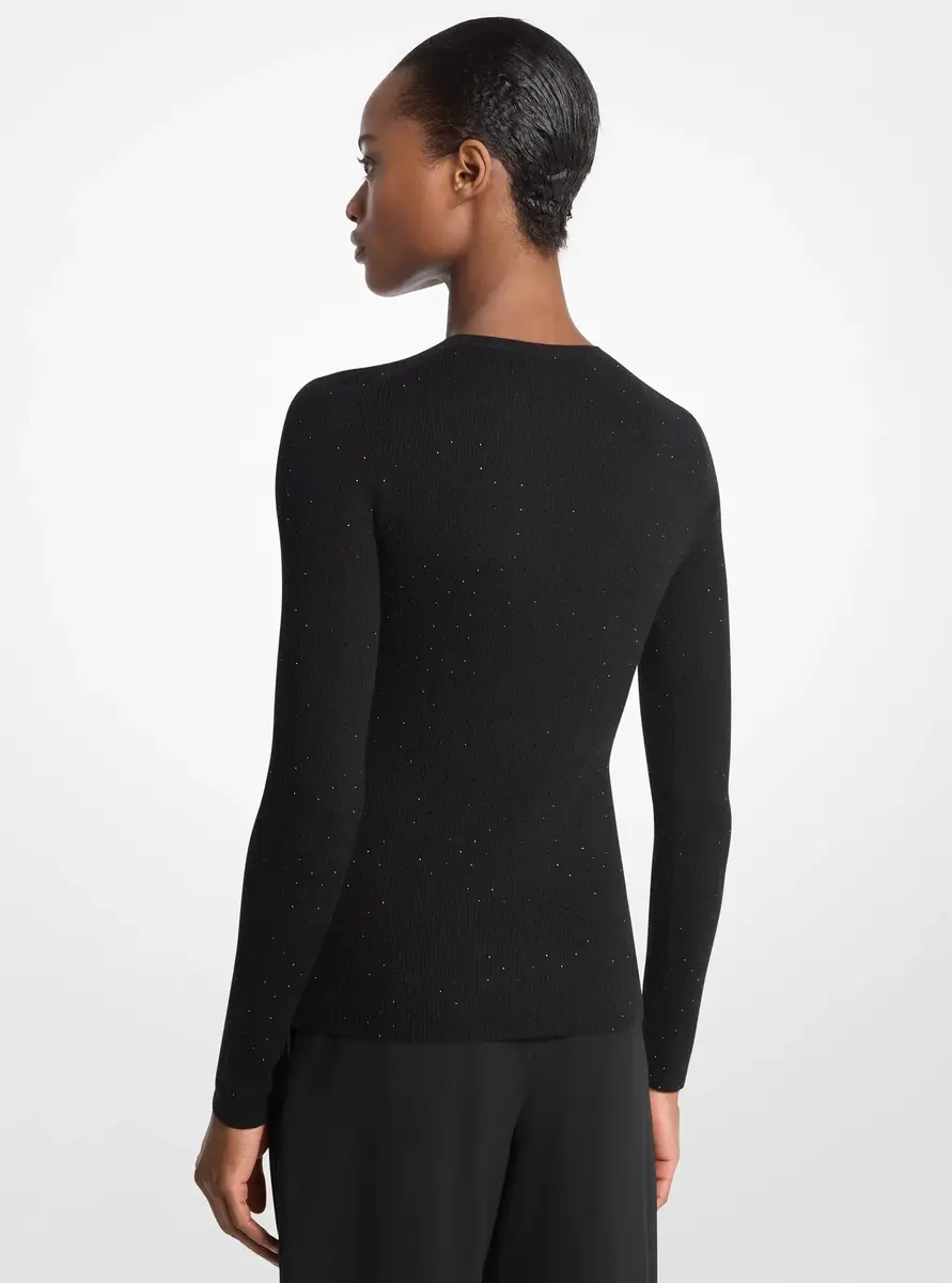 Michael Kors Collection Embellished Tissue Cashmere Sweater in Black | Thumbnail 2 Michael Kors Collection Embellished Tissue Cashmere Sweater in Black | Thumbnail 2
