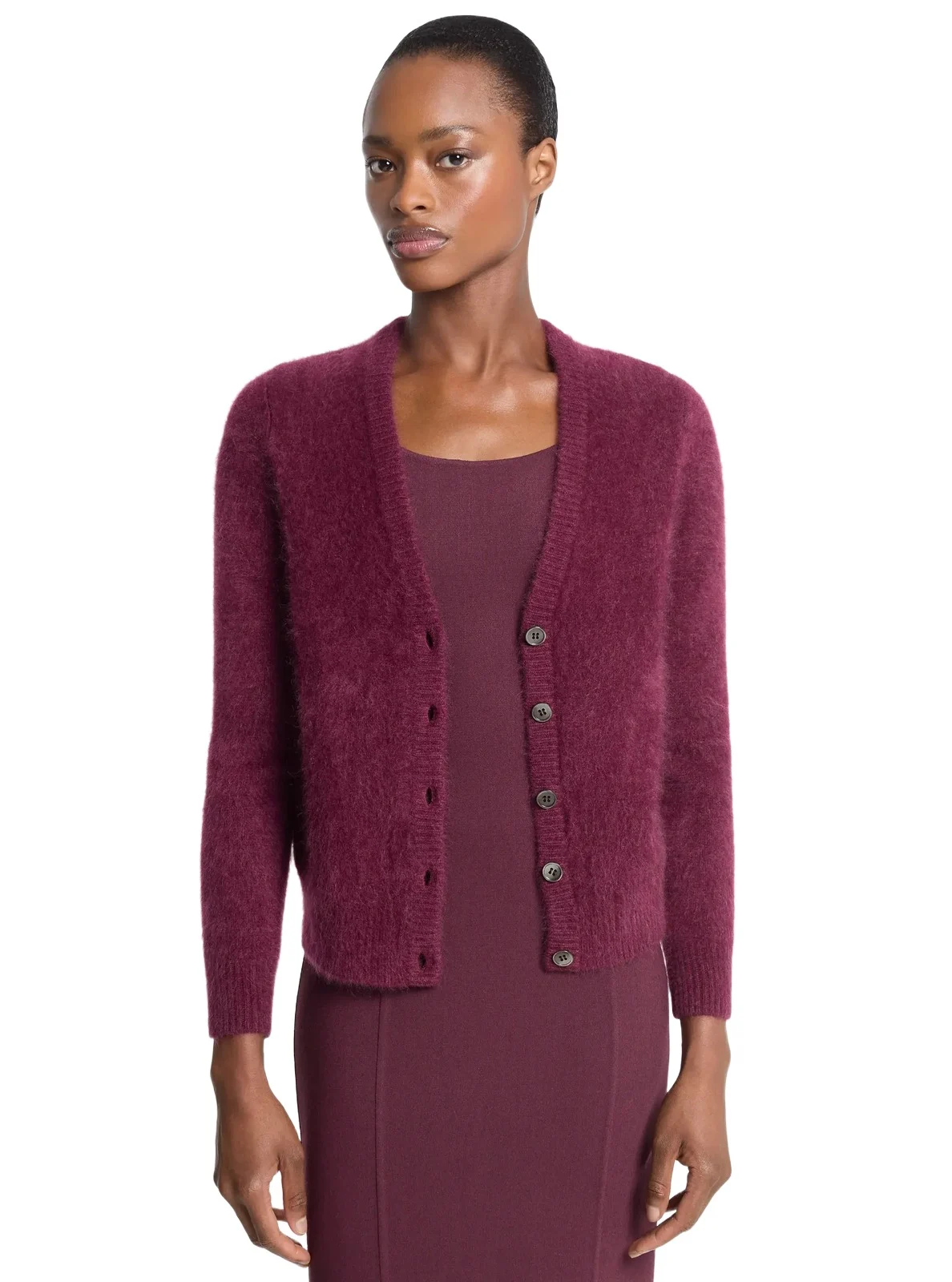 Brushed Cashmere Cardigan in Red Brushed Cashmere Cardigan in Red