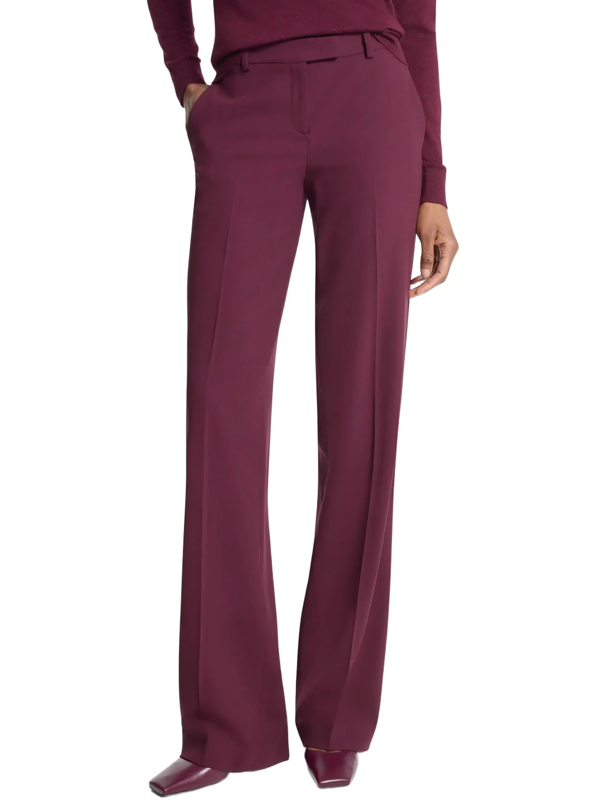 Michael Kors Collection Camilla Stretch Wool Stovepipe Trousers in Red