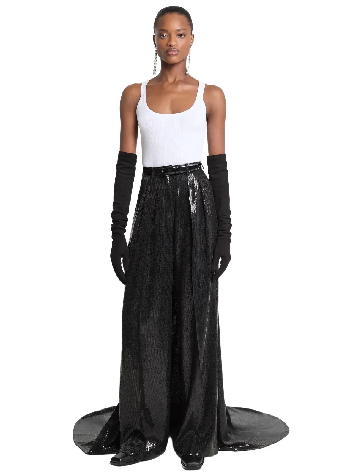 Sequined Crepe Opera Trousers in Black Sequined Crepe Opera Trousers in Black