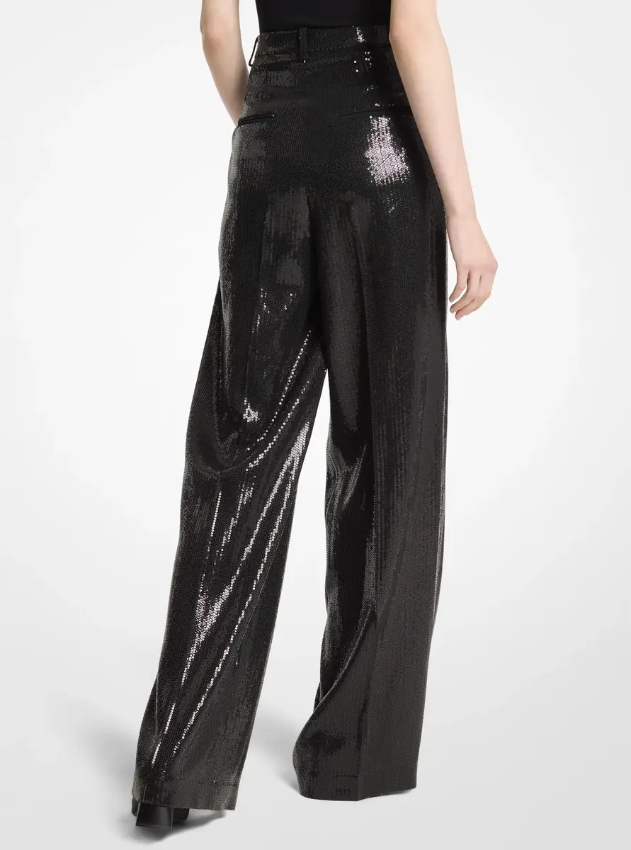 Michael Kors Collection Sequined Crepe Pleated Slouch Trousers in Black | Thumbnail 2 Michael Kors Collection Sequined Crepe Pleated Slouch Trousers in Black | Thumbnail 2