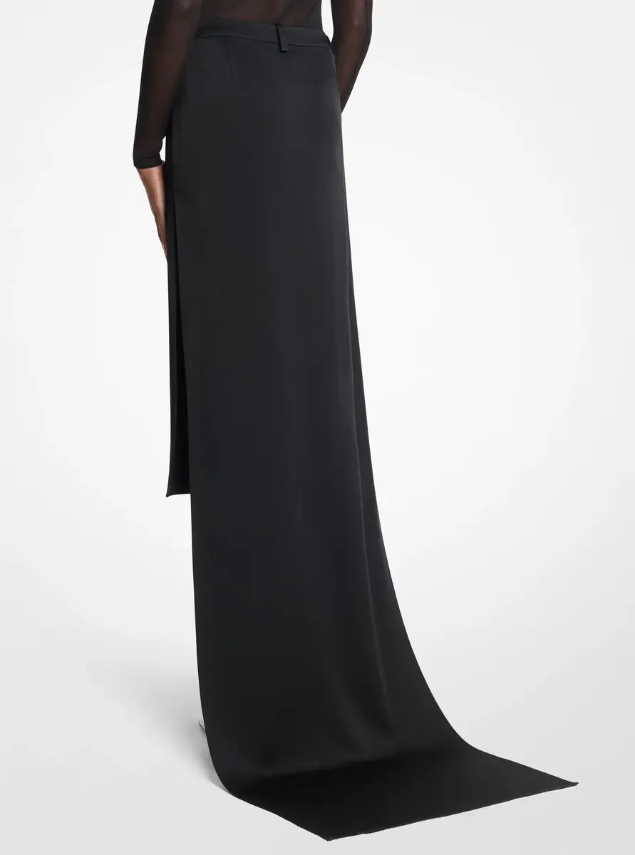 Michael Kors Collection Satin Skirt With Train in Black | Thumbnail 2 Michael Kors Collection Satin Skirt With Train in Black | Thumbnail 2