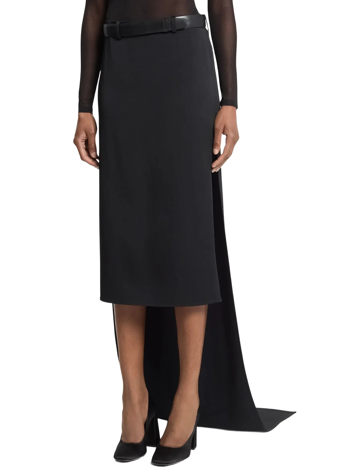 Michael Kors Collection Satin Skirt With Train in Black