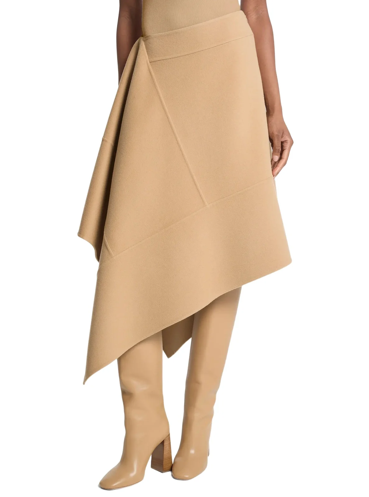 Michael Kors Collection Asymmetric Wool Skirt in Natural