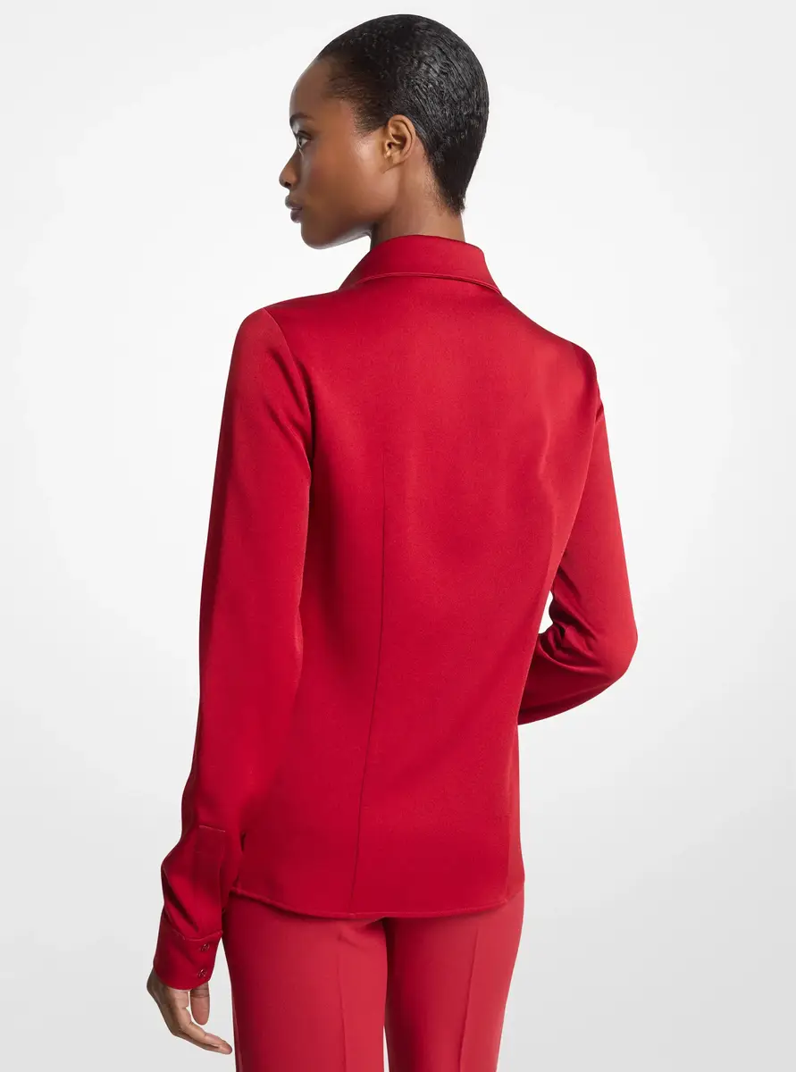 Michael Kors Collection Hansen Satin Charmeuse Blouse in Red | Thumbnail 2 Michael Kors Collection Hansen Satin Charmeuse Blouse in Red | Thumbnail 2