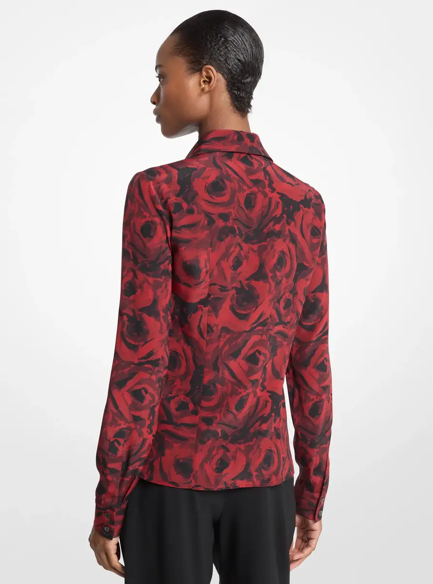 Michael Kors Collection Hansen Floral Print Silk Crepe De Chine Blouse in Red | Thumbnail 2 Michael Kors Collection Hansen Floral Print Silk Crepe De Chine Blouse in Red | Thumbnail 2