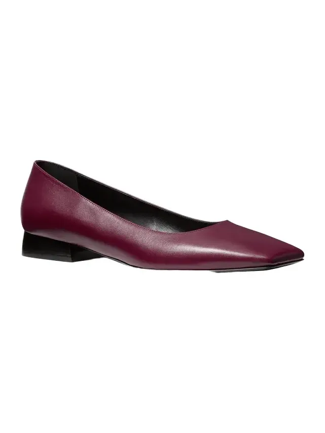 Michael Kors Collection Isabella Leather Skimmer Flat in Red