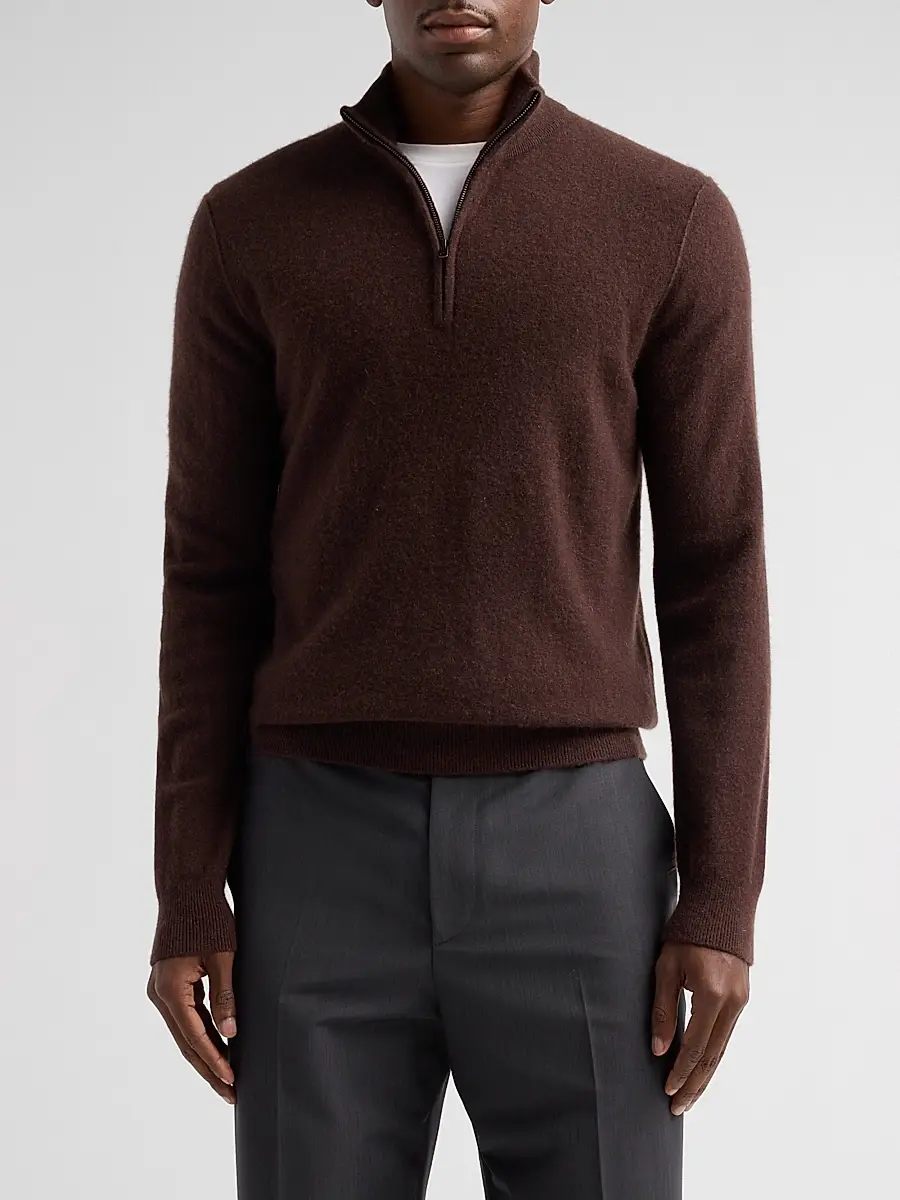 Vince Men's Boiled Cashmere Zip Sweater | Thumbnail 4
