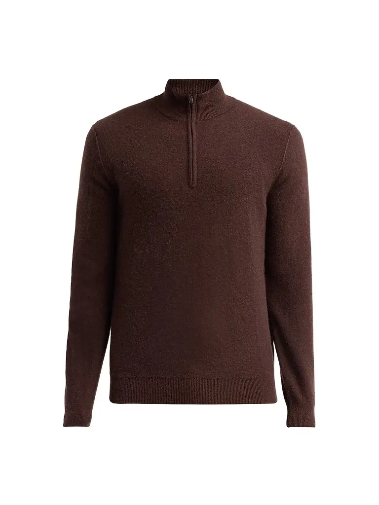 Vince Men's Boiled Cashmere Zip Sweater - Chocolate Plum - Size XXL | Image 1 Vince Men's Boiled Cashmere Zip Sweater - Chocolate Plum - Size XXL | Image 1