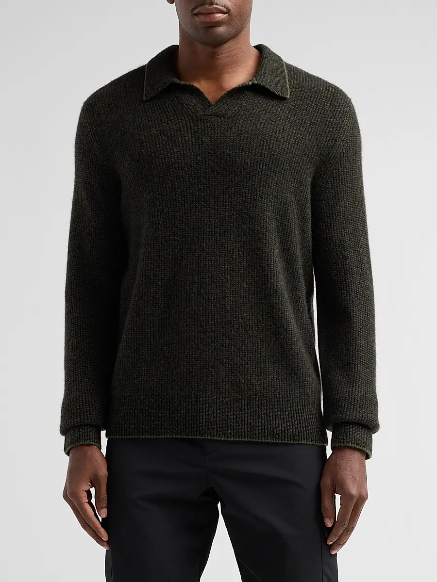 Vince Men's Thermal Cashmere V-Neck Sweater | Thumbnail 4 Vince Men's Thermal Cashmere V-Neck Sweater | Thumbnail 4