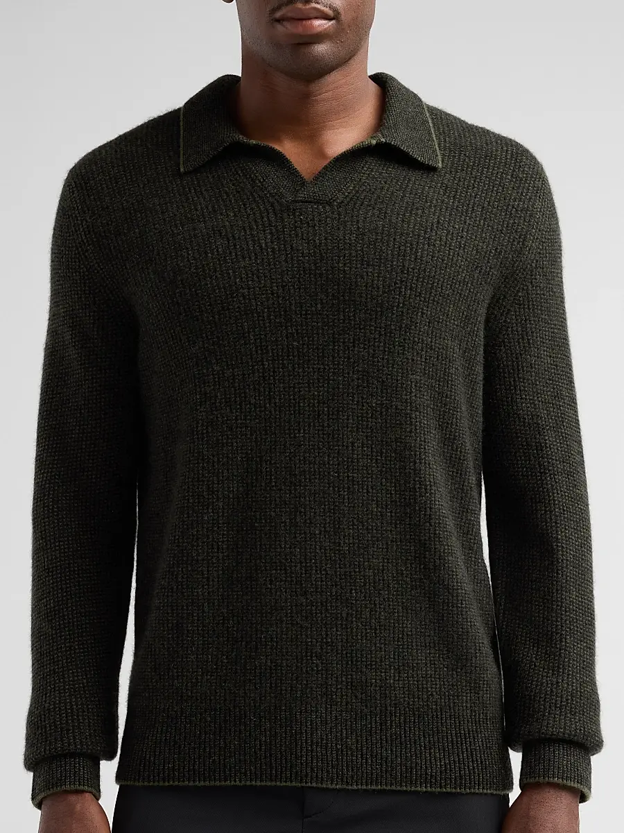 Vince Men's Thermal Cashmere V-Neck Sweater | Thumbnail 5 Vince Men's Thermal Cashmere V-Neck Sweater | Thumbnail 5