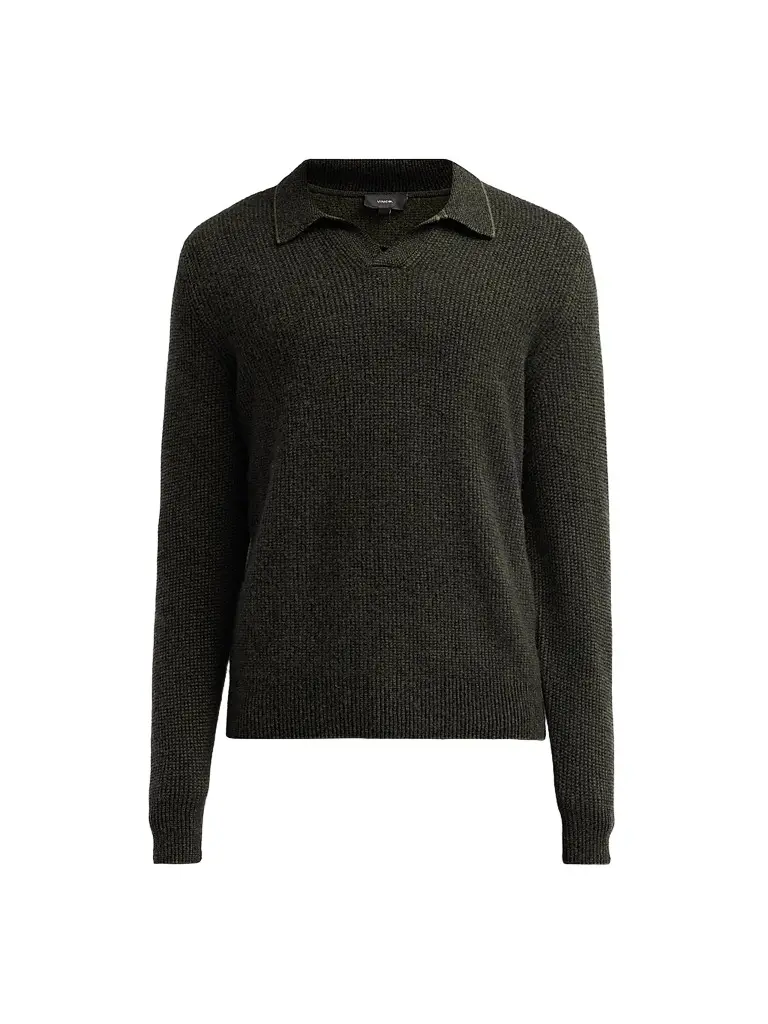 Vince Men's Thermal Cashmere V-Neck Sweater - Night Leaf Black - Size XXL | Image 1 Vince Men's Thermal Cashmere V-Neck Sweater - Night Leaf Black - Size XXL | Image 1