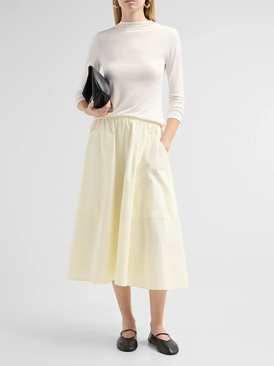 Vince Women's Pocket Full Cotton Midi-Skirt | Thumbnail 2 Vince Women's Pocket Full Cotton Midi-Skirt | Thumbnail 2