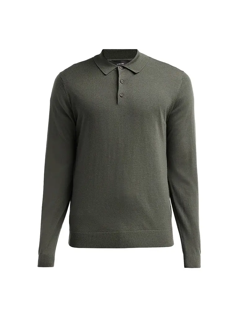 Vince Men's Merino Wool Polo Sweater - Night Leaf - Size XXL | Image 1 Vince Men's Merino Wool Polo Sweater - Night Leaf - Size XXL | Image 1