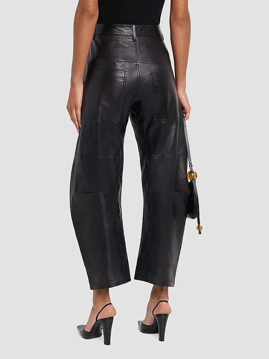 Nili Lotan Women's Shon Leather Barrel-Leg Pants | Thumbnail 3 Nili Lotan Women's Shon Leather Barrel-Leg Pants | Thumbnail 3