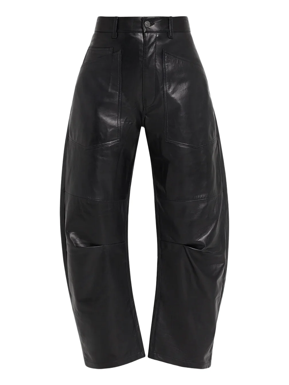 Nili Lotan Women's Shon Leather Barrel-Leg Pants
