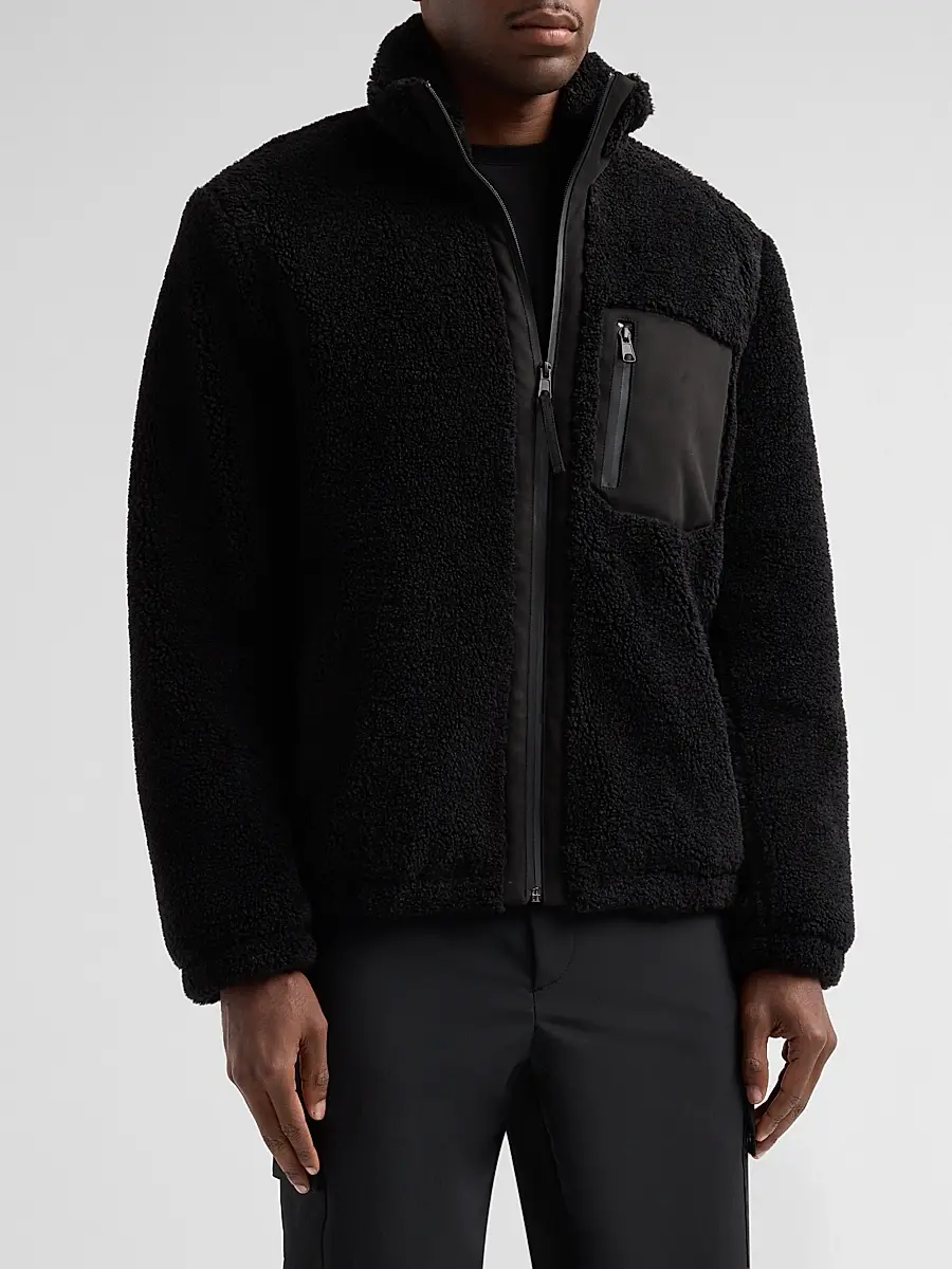 Vince Men's Faux-Sherpa Zip-Up Jacket | Thumbnail 4 Vince Men's Faux-Sherpa Zip-Up Jacket | Thumbnail 4