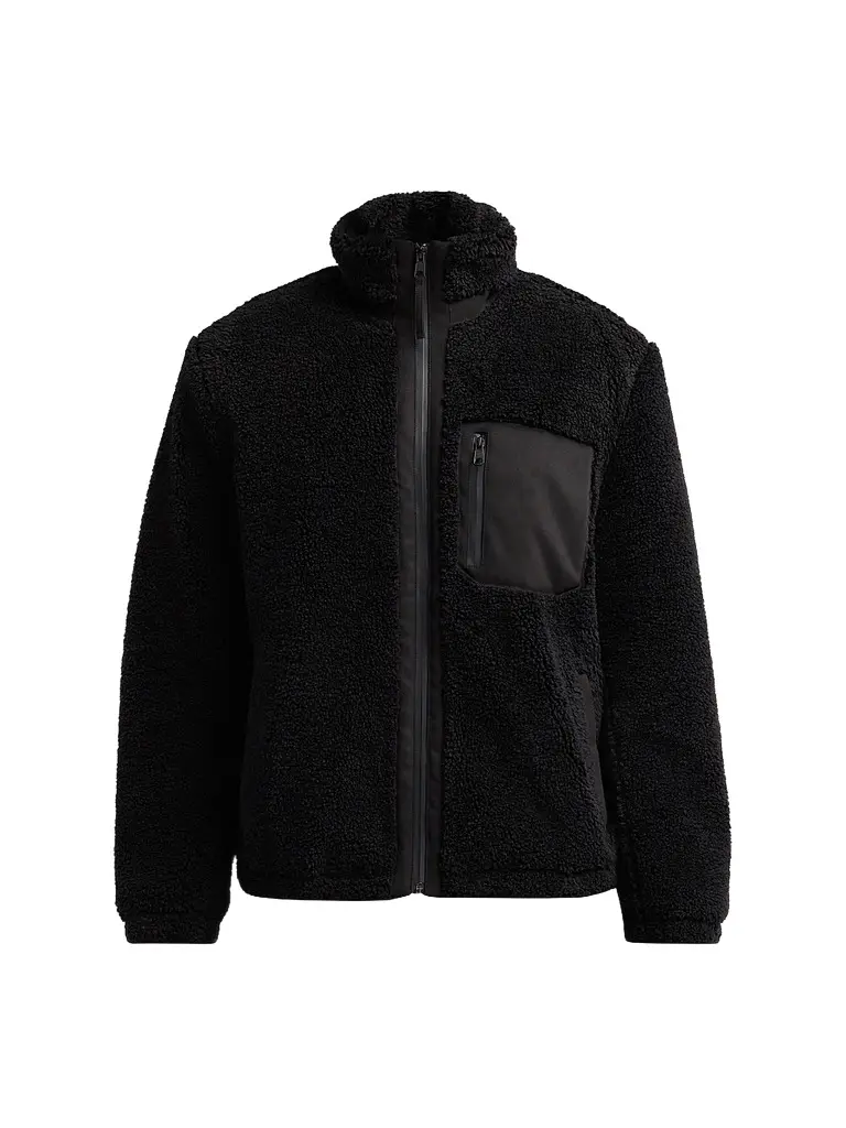 Vince Men's Faux-Sherpa Zip-Up Jacket - Black - Size XL | Image 1 Vince Men's Faux-Sherpa Zip-Up Jacket - Black - Size XL | Image 1