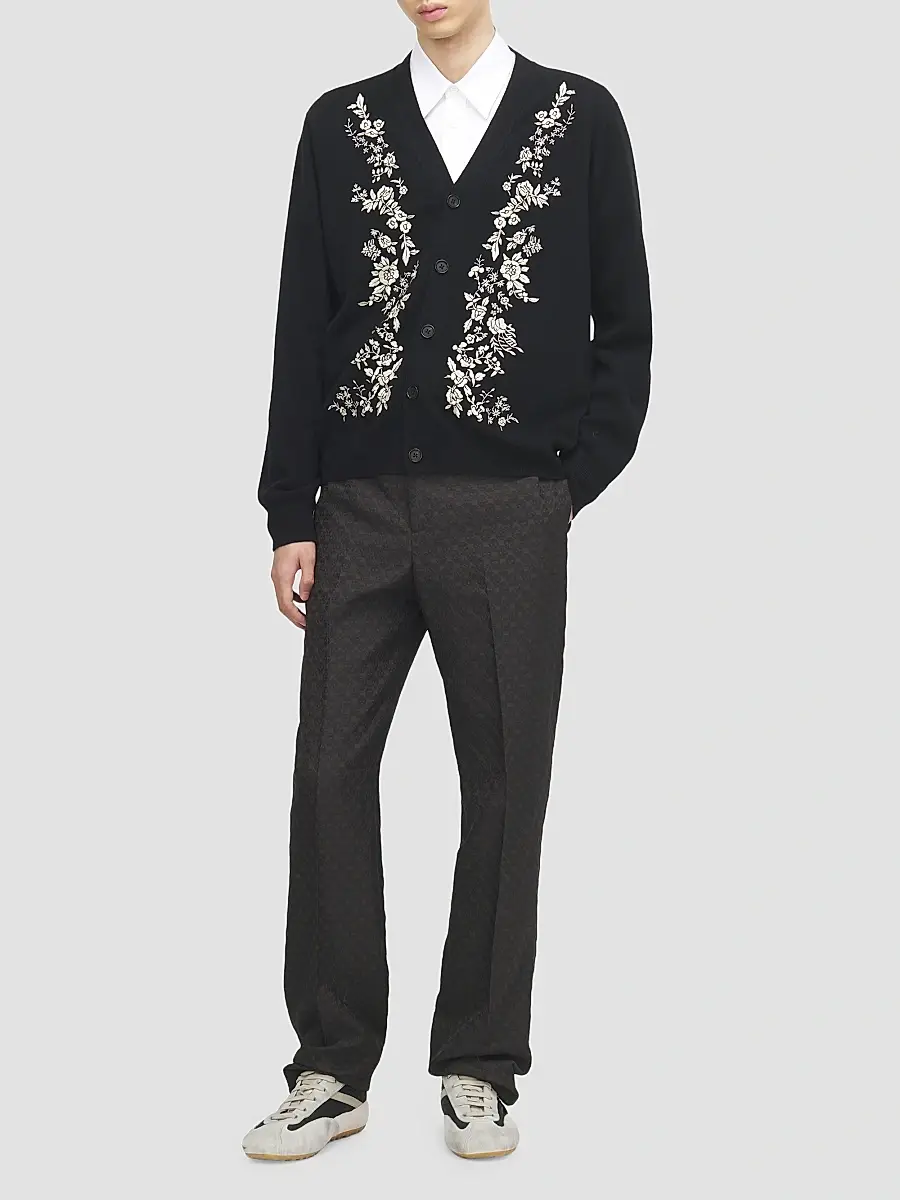 Alexander McQueen Men's Embroidered Wool Cardigan | Thumbnail 2 Alexander McQueen Men's Embroidered Wool Cardigan | Thumbnail 2