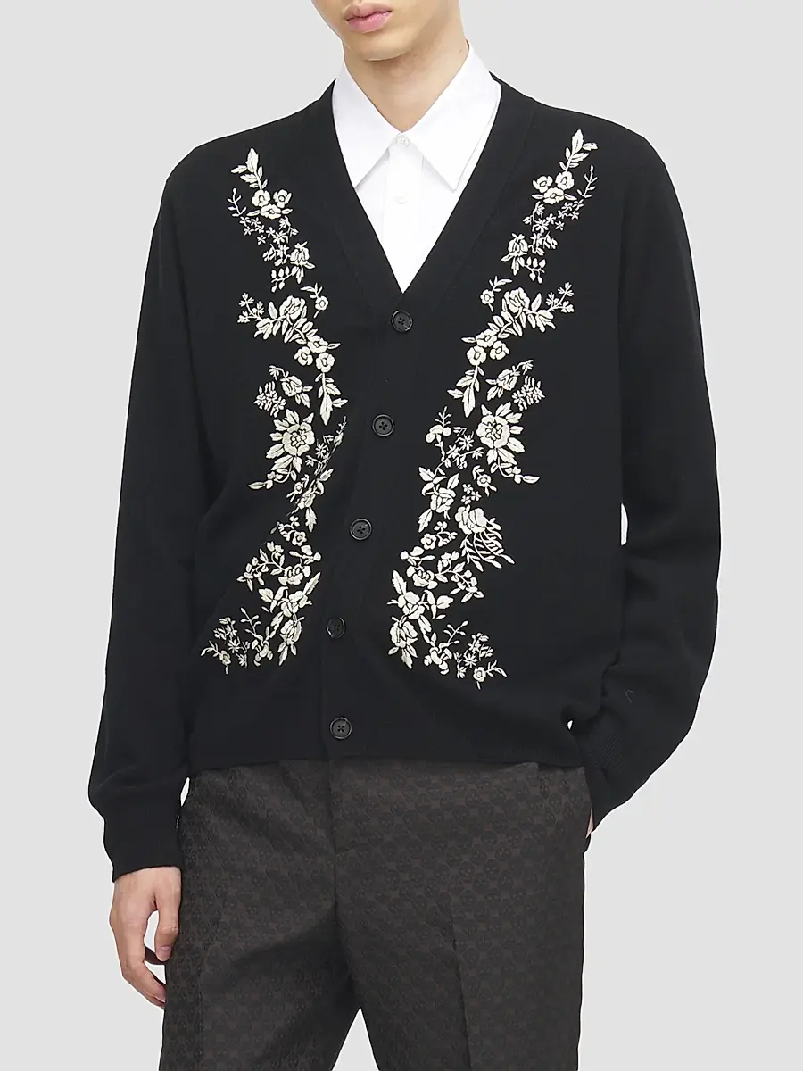 Alexander McQueen Men's Embroidered Wool Cardigan | Thumbnail 3 Alexander McQueen Men's Embroidered Wool Cardigan | Thumbnail 3