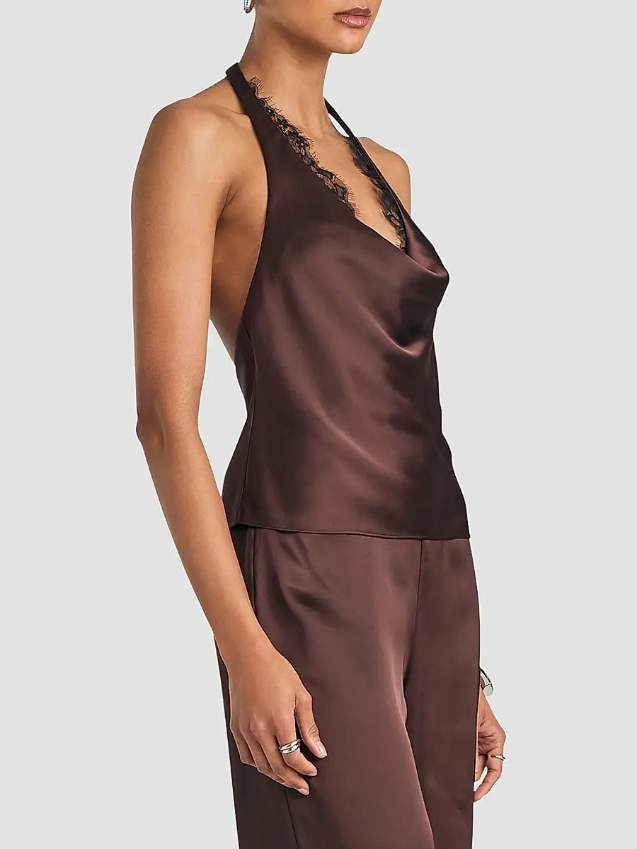 SEROYA Women's Lovella Lace-Trim Satin Top | Thumbnail 4 SEROYA Women's Lovella Lace-Trim Satin Top | Thumbnail 4