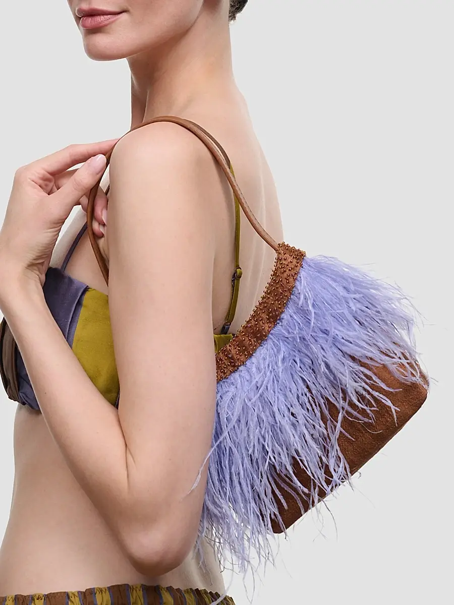 Staud Women's Winslow Beaded Feather Shoulder Bag | Thumbnail 2
