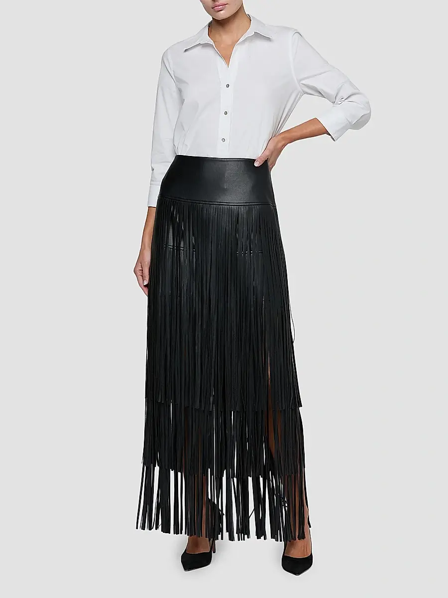 L'Agence Women's Karoline Faux-Leather Fringe Maxi Skirt | Thumbnail 2 L'Agence Women's Karoline Faux-Leather Fringe Maxi Skirt | Thumbnail 2