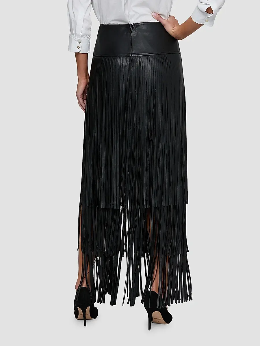 L'Agence Women's Karoline Faux-Leather Fringe Maxi Skirt | Thumbnail 3 L'Agence Women's Karoline Faux-Leather Fringe Maxi Skirt | Thumbnail 3
