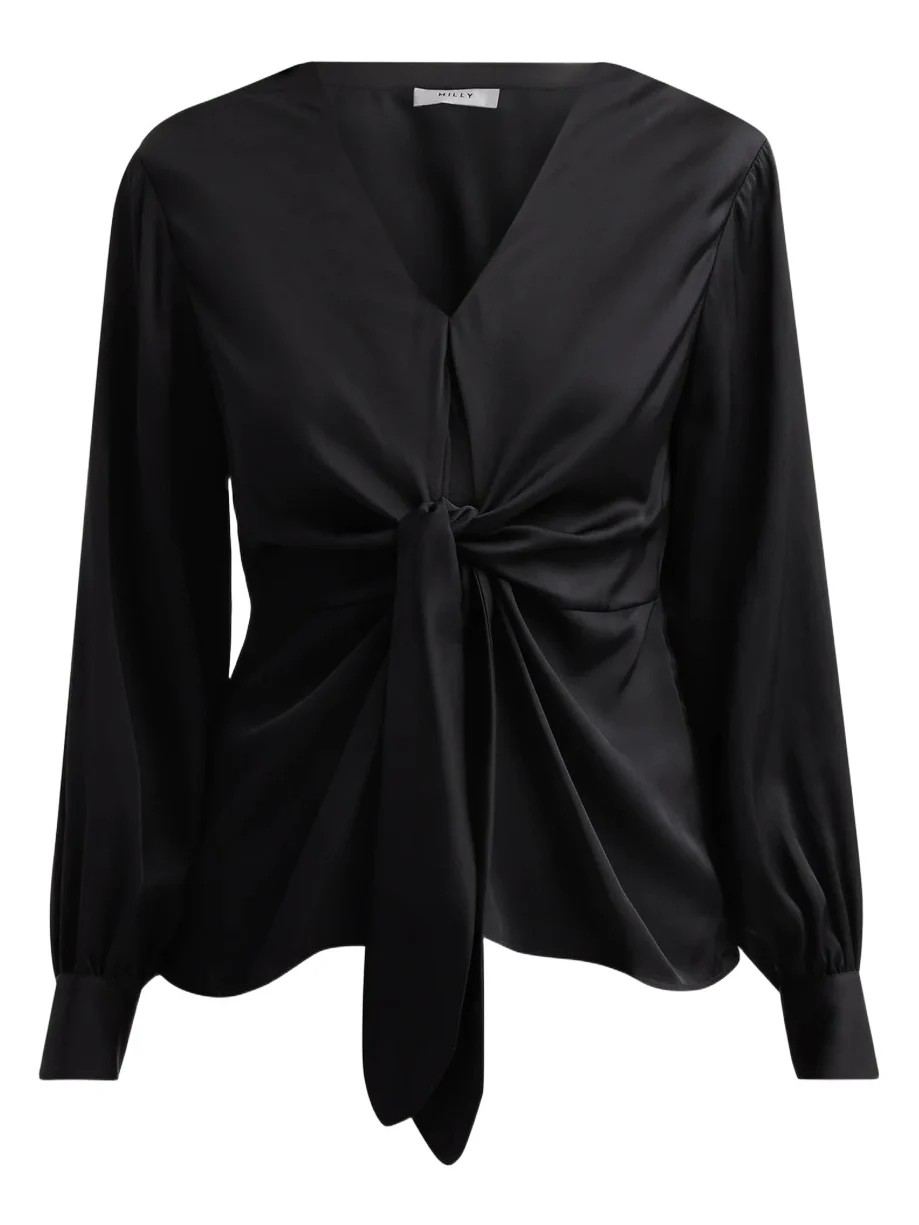 Milly Women's Noa Stretch-Silk Tie V-Neck Top
