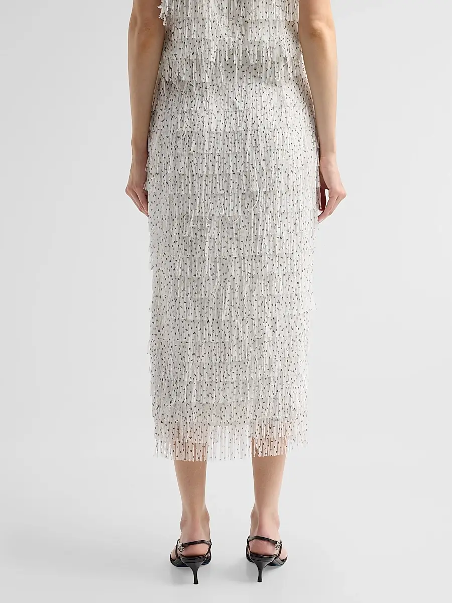Milly Women's Roxanne Polka Dot Fringe Midi Skirt | Thumbnail 3 Milly Women's Roxanne Polka Dot Fringe Midi Skirt | Thumbnail 3