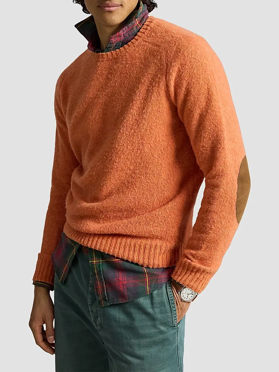 Polo Ralph Lauren Men's Elbow-Patch Wool-Cashmere Crewneck Sweater | Thumbnail 4 Polo Ralph Lauren Men's Elbow-Patch Wool-Cashmere Crewneck Sweater | Thumbnail 4