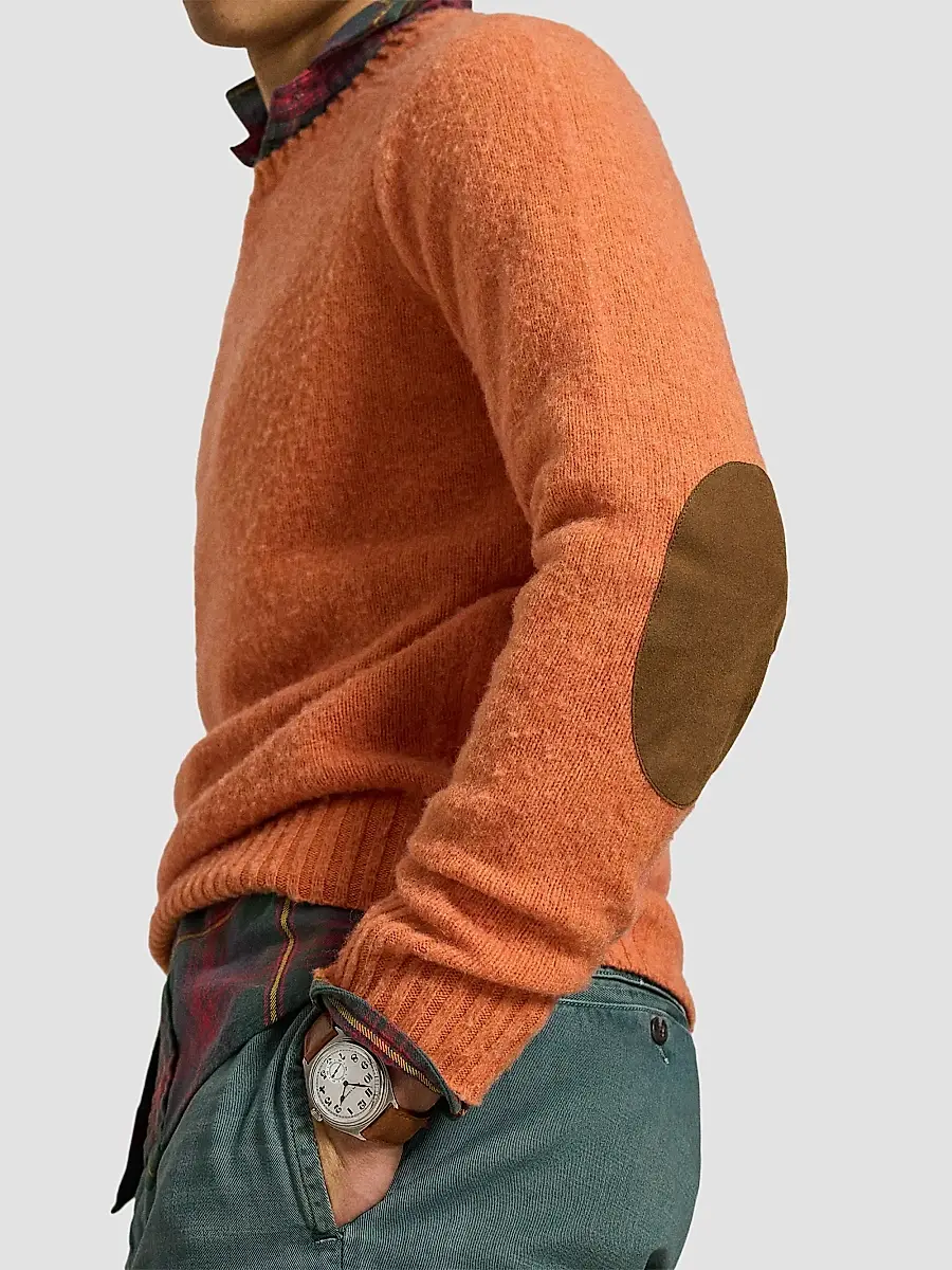 Polo Ralph Lauren Men's Elbow-Patch Wool-Cashmere Crewneck Sweater | Thumbnail 5 Polo Ralph Lauren Men's Elbow-Patch Wool-Cashmere Crewneck Sweater | Thumbnail 5