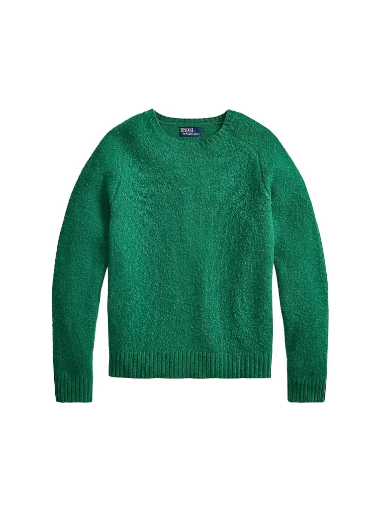 Polo Ralph Lauren Men's Elbow-Patch Wool-Cashmere Crewneck Sweater - Green Basil | Image 1 Polo Ralph Lauren Men's Elbow-Patch Wool-Cashmere Crewneck Sweater - Green Basil | Image 1