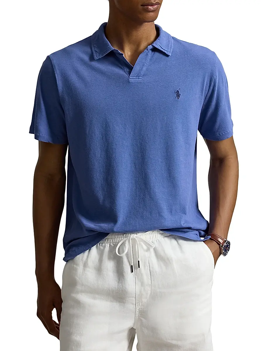 Polo Ralph Lauren Men's Logo Cotton-Linen Jersey Polo Shirt | Thumbnail 3 Polo Ralph Lauren Men's Logo Cotton-Linen Jersey Polo Shirt | Thumbnail 3