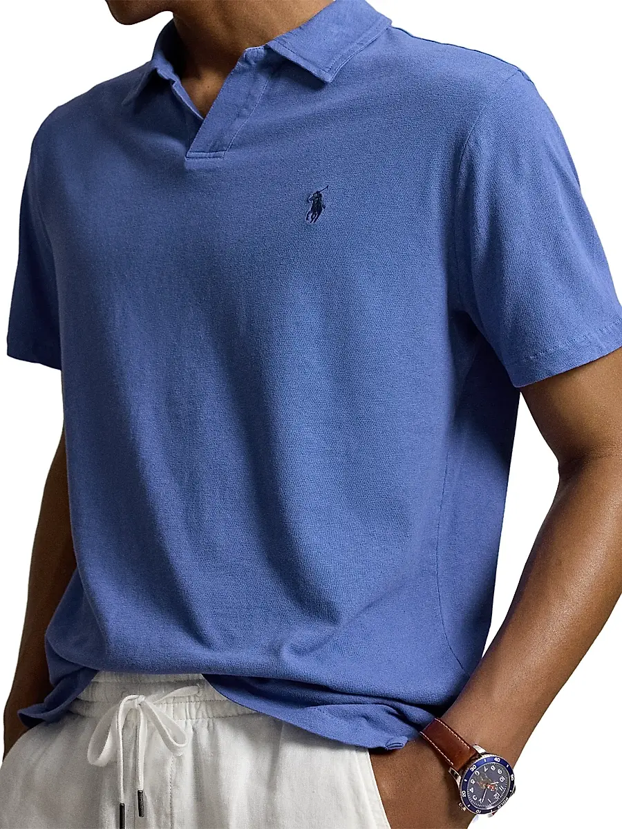 Polo Ralph Lauren Men's Logo Cotton-Linen Jersey Polo Shirt | Thumbnail 6 Polo Ralph Lauren Men's Logo Cotton-Linen Jersey Polo Shirt | Thumbnail 6