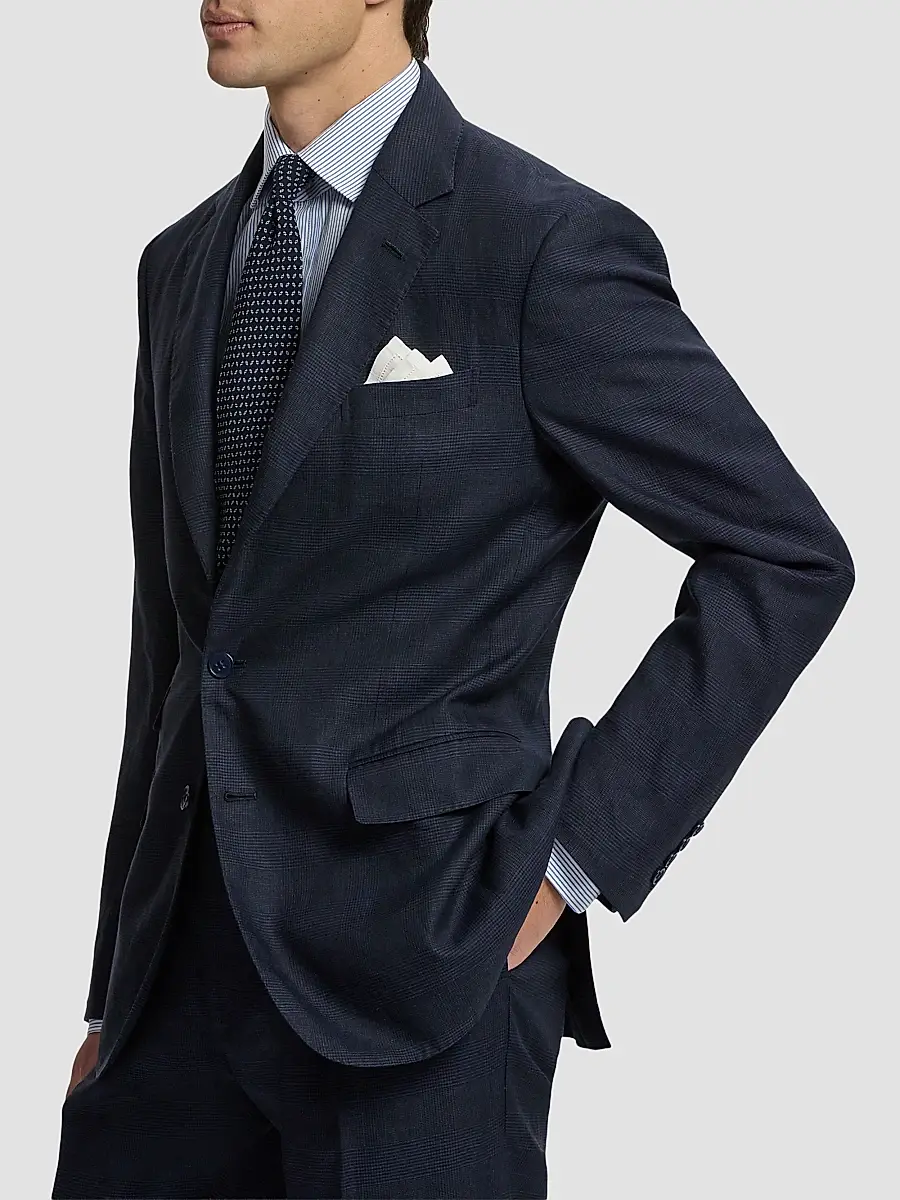 Ralph Lauren Purple Label Men's Kent Hand-Tailored Plaid Suit Jacket | Thumbnail 4 Ralph Lauren Purple Label Men's Kent Hand-Tailored Plaid Suit Jacket | Thumbnail 4