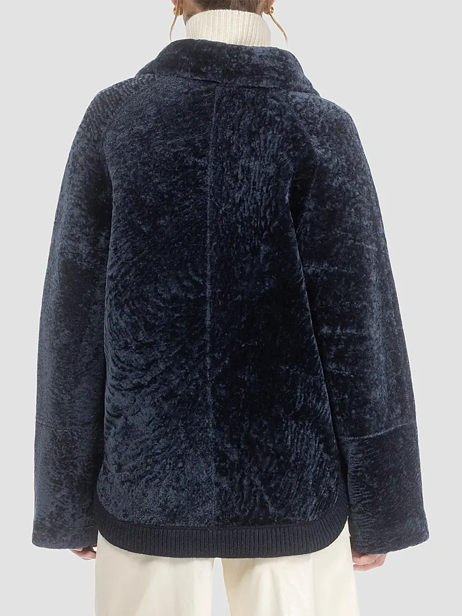 Gorski Women's Textured Shearling Lamb Zip Coat | Thumbnail 5 Gorski Women's Textured Shearling Lamb Zip Coat | Thumbnail 5