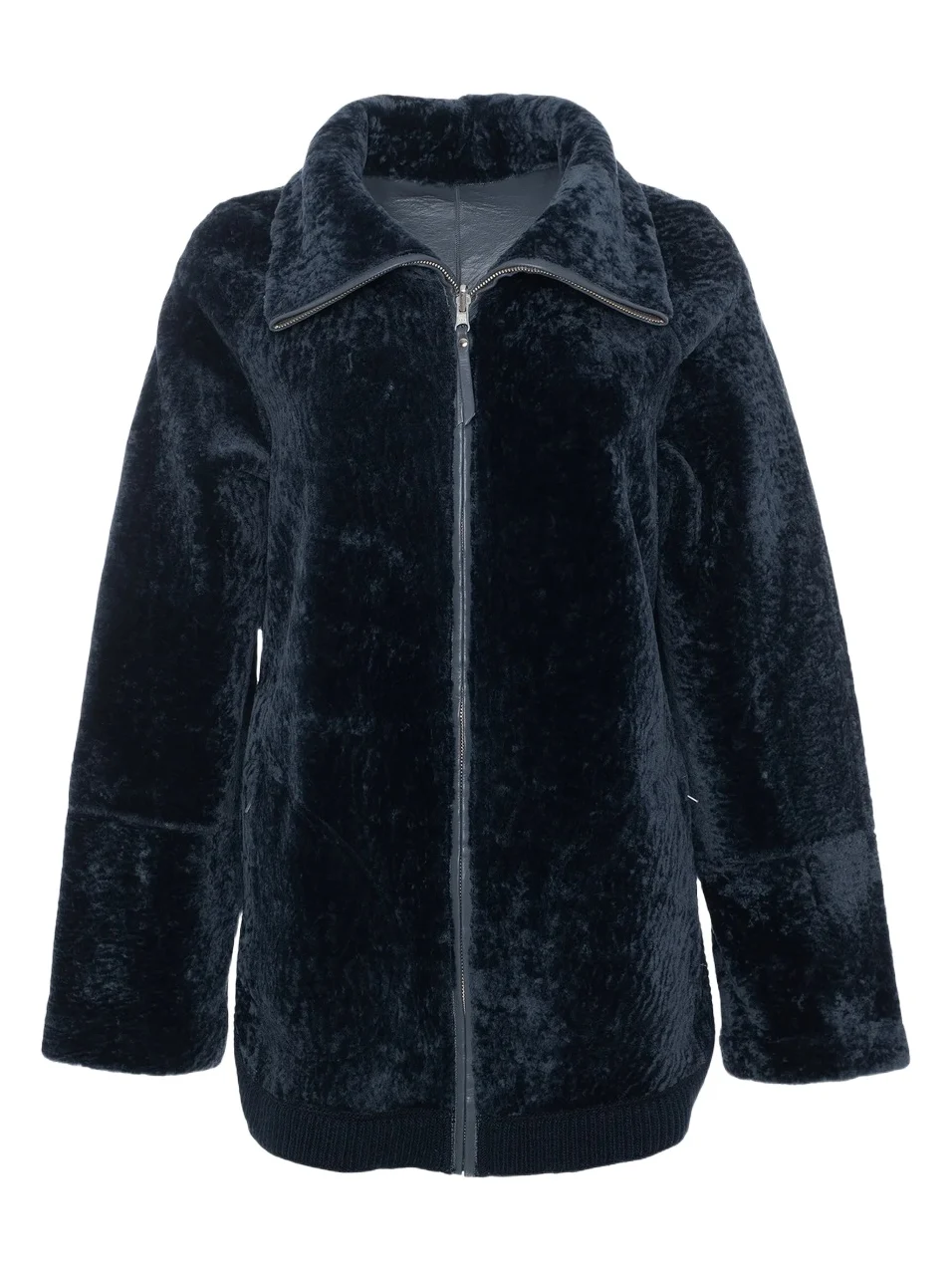 Women's Textured Shearling Lamb Zip Coat Women's Textured Shearling Lamb Zip Coat