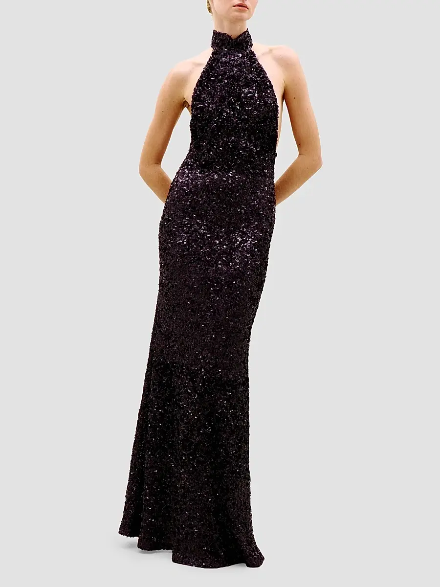 Silvia Tcherassi Women's Dido Sequined Halter Maxi Dress | Thumbnail 2 Silvia Tcherassi Women's Dido Sequined Halter Maxi Dress | Thumbnail 2